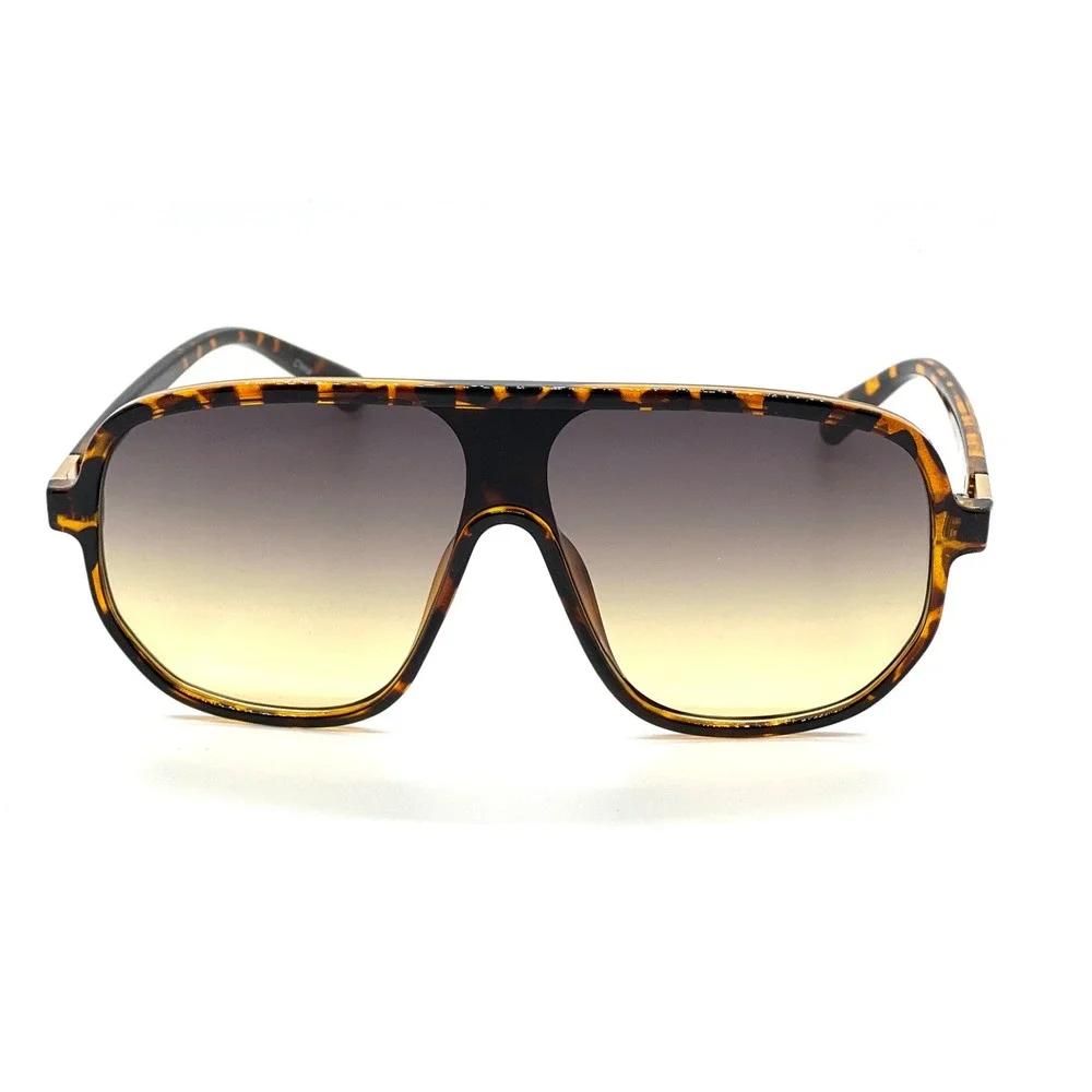 One piece Lens Shield Sunglasses Tortoiseshell Gradient Lens Fashion Mens‎ Gafas
